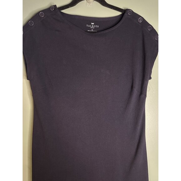 Talbots Petites SP Navy Blue 100% Cotton Dress Career Chic Academia Classic - Picture 5 of 6